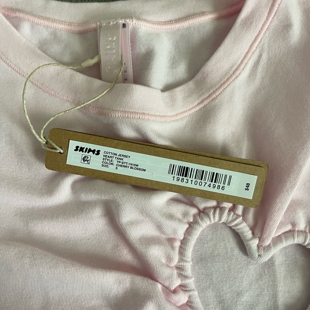NWT SKIMS Cotton Jersey Heart Tank in CHERRY BLOSSOM sz S - RARE - Picture 4 of 6